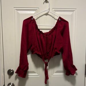 SHEIN Burgundy Ruffled Blouse